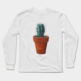 Cactus - prickly potted plant painting Long Sleeve T-Shirt